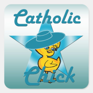 Katolsk Chick #7 Fyrkantigt Klistermärke