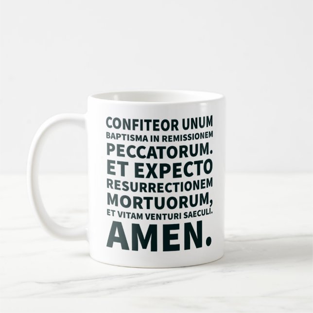 Katolsk Credo Latin Mass Black and White Modern Kaffemugg (Vänster)