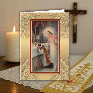 Katolsk crucifix för prästårsdagprästvigning kort