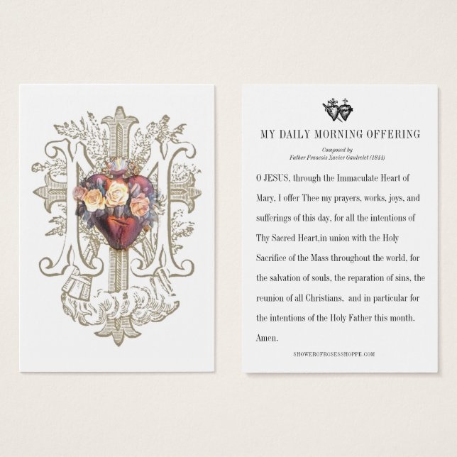 Katolsk daglig förmiddagskurs - bön visitkort (Framsida & baksida)