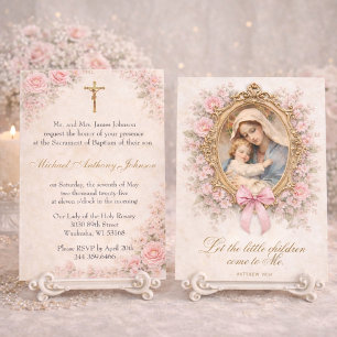 Katolsk Dop Dopfest Maria Jesus Rosor Inbjudningar