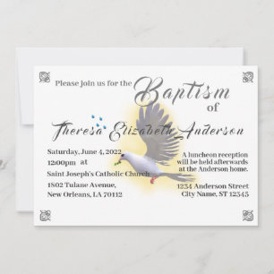 Katolsk Dove och Vatten Baptism Inbjudningar