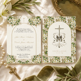 Katolsk Elegant Blommig Religiös Bröllop Inbjudningar