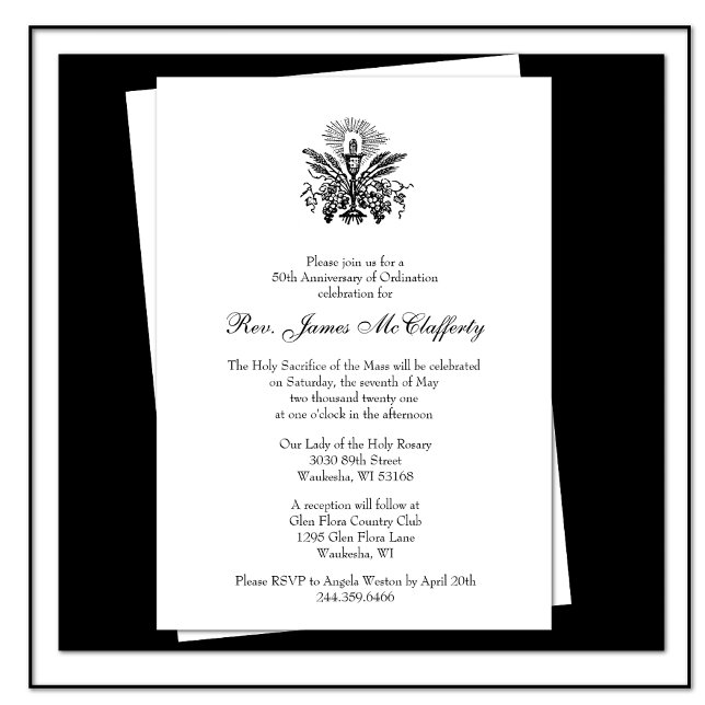 Katolsk Elegant Priest Ordination Anniury Inv Inbjudningar (Skapare uppladdad)