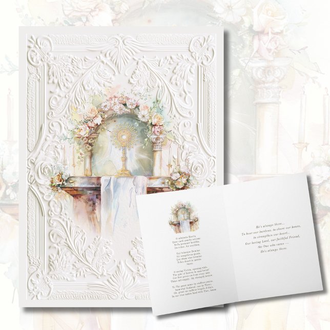 Katolsk Eucharistic Watercolor Scripture Prayer Kort (Skapare uppladdad)
