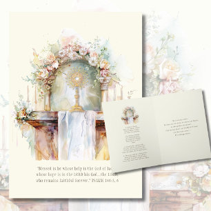 Katolsk Eucharistic Watercolor Scripture Prayer Kort