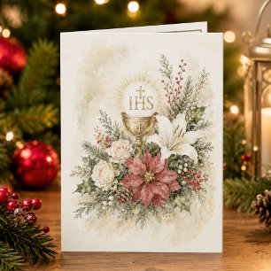 Katolsk eukaristisk julblomma Högtidskort Helgkort