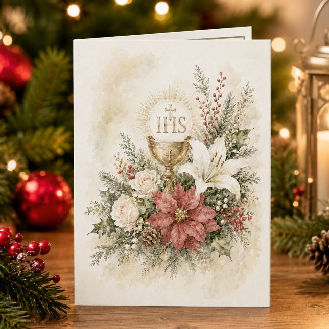 Katolsk eukaristisk julblomma Högtidskort Helgkort (Skapare uppladdad)