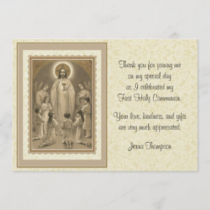 Katolsk First Heliga Communion Tack Inbjudningar