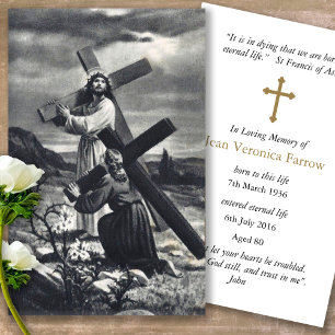 Katolsk förlust Jesus Funeral Prayer Sympathy Card Visitkort