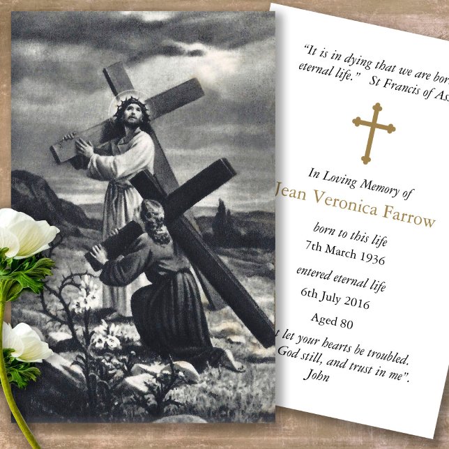Katolsk förlust Jesus Funeral Prayer Sympathy Card Visitkort (catholic, religious, celebration of life, in loving memory of, prayer cards for bereavement)