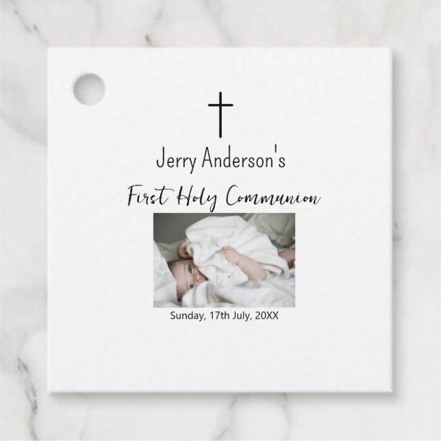 Katolsk första heliga, enkel QR minimal Gåvor Etiketter (Framsida)