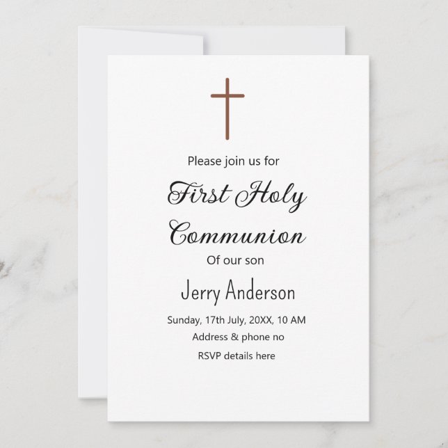 Katolsk första heliga, enkel QR minimal Inbjudningar (Framsida)