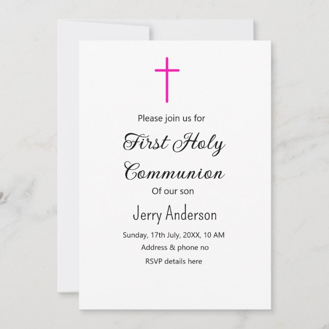 Katolsk första heliga, enkel QR minimal Inbjudningar (Framsida)