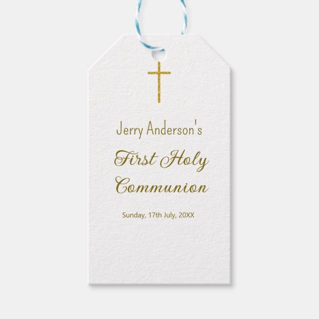 Katolsk första heliga, enkel QR minimal Presentetikett (Framsidan)
