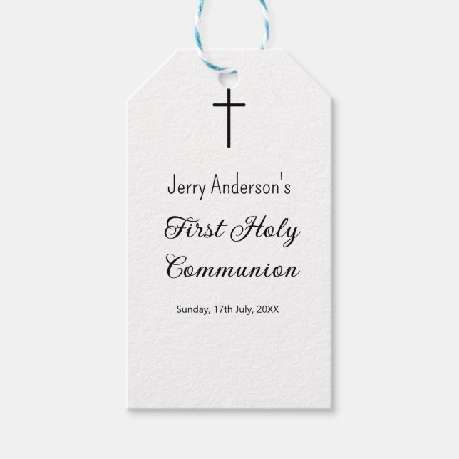 Katolsk första heliga, enkel QR minimal Presentetikett (Framsidan)