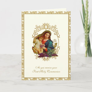 Katolsk första heliga kommunion Jesus Maria Elegan Kort