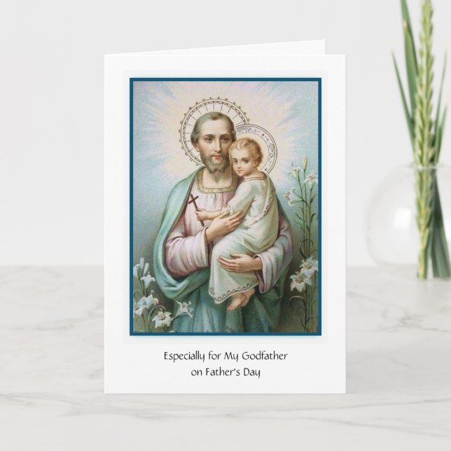 Katolsk gudfader St. Joseph Jesus Fars dag Kort (Framsida)