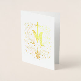 Katolsk Guld Marian Kor Religiösa MInimalistic Folierat Kort