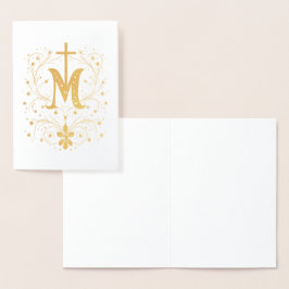 Katolsk Guld Marian Kors Religiös Minimalistisk Folierat Kort