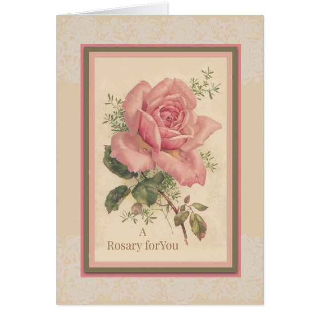 Katolsk Heliga Rosary Rosa ros Praying åt dig Hälsningskort (Framsidan)