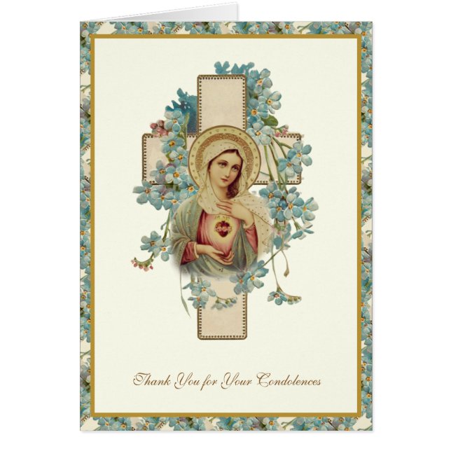 Katolsk IMMACULATE HEART MARY Funeral Condolence Hälsningskort (Framsidan)