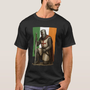 Katolsk irländsk korsfarare med irländsk flagga t shirt