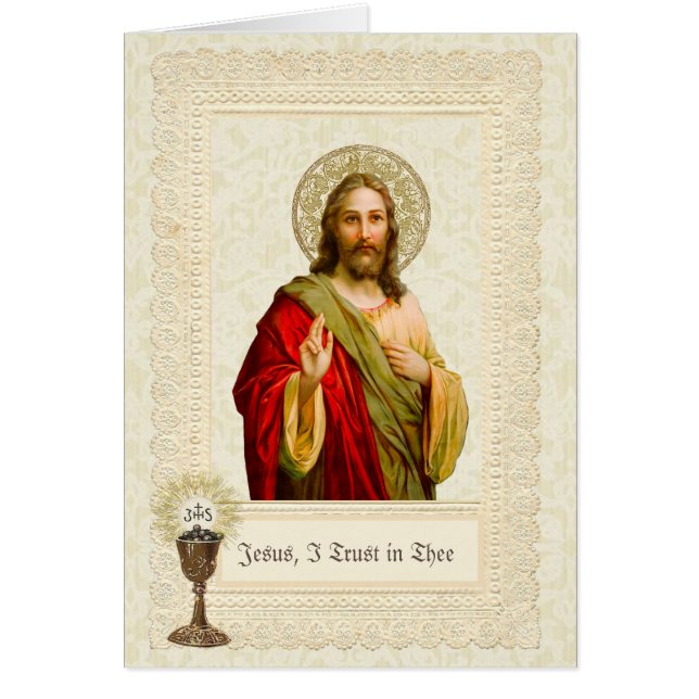 Katolsk Jesus Bön för Gudomlig Förbarmande Hälsningskort (Framsidan)