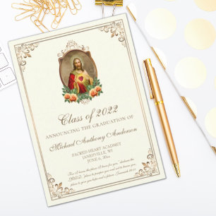 Katolsk Jesus Elegant Religiösa Studenten Inbjudningar