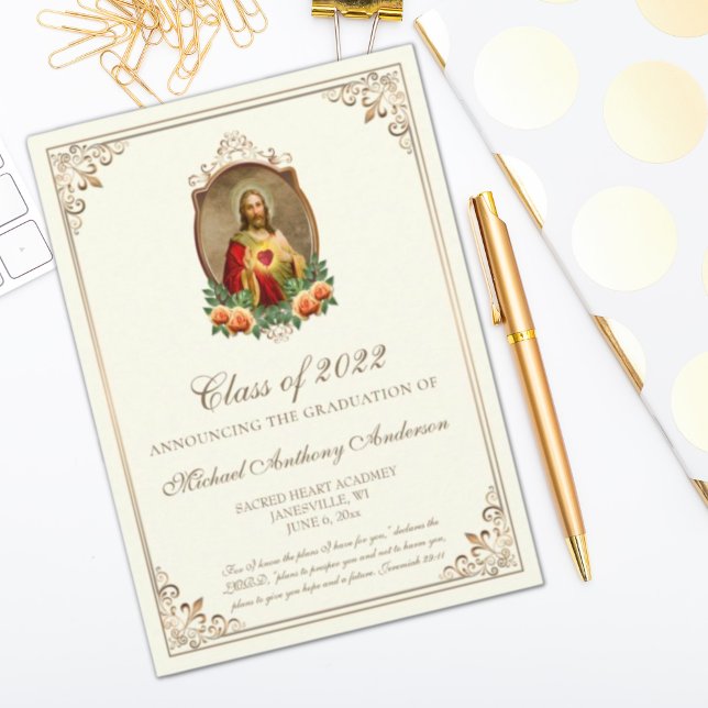 Katolsk Jesus Elegant Religiösa Studenten Inbjudningar (Skapare uppladdad)