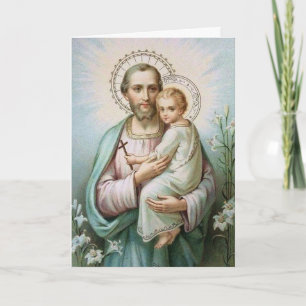 Katolsk Jesus för prästSt Joseph barn fars dag Kort