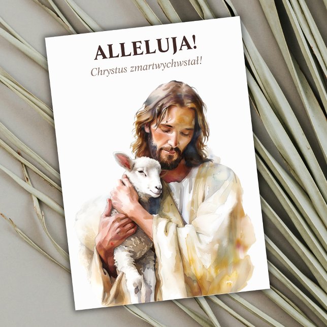 Katolsk Jesus Kristus Religiös Polsk Påskkort Julkort (Skapare uppladdad)