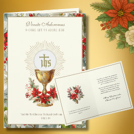 Katolsk jul euchariast poinsettia blomster helgkort