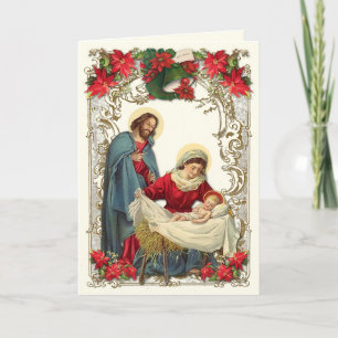 Katolsk jul Jesus Maria Josef Rosenkrans Kort