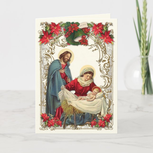 Katolsk jul Jesus Mary Joseph Rosary Kort (Framsida)
