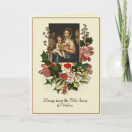 Katolsk Jul Virgin Mary Jesus Blommigt Kort