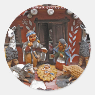 katolsk julbild runt klistermärke
