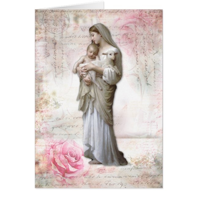 Katolsk Jungfru Maria Jesus Lamm Religiös Hälsningskort (Framsidan)