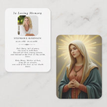 Katolsk jungfru Maria religiös begravningsbönkort