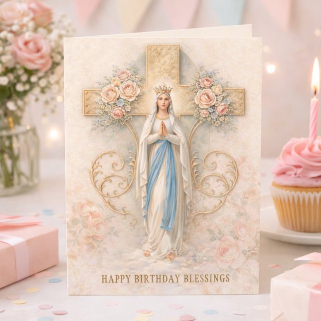 Katolsk jungfru Maria religiös födelsedagskort Kort (Skapare uppladdad)