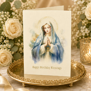 Katolsk jungfru Maria religiös födelsedagskort Kort