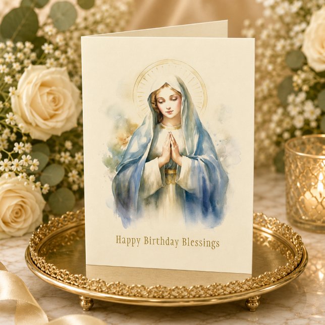 Katolsk jungfru Maria religiös födelsedagskort Kort (Skapare uppladdad)