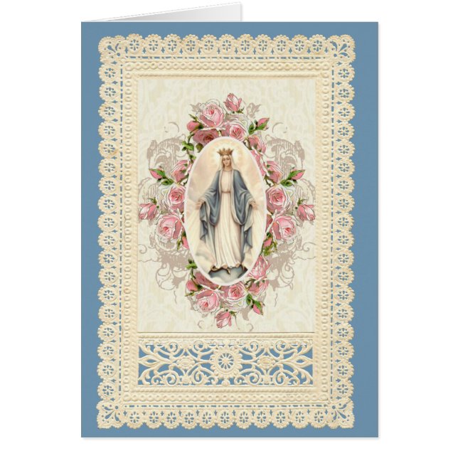 Katolsk Jungfru Maria religiöst blommande spets Hälsningskort (Framsidan)