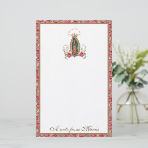 Katolsk Junggin Mary Guadalupe Ro Stationery Brevpapper