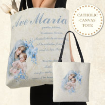 Katolsk Junggin Mary Jesus Blue Blommigt Ave Maria
