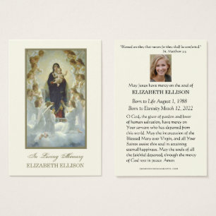 Katolsk Junggin Mary Jesus Funeral Prayer Card Visitkort