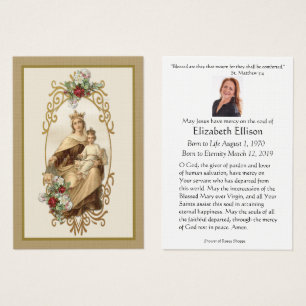 Katolsk Junggin Mary Jesus Funeral Prayer Card Visitkort