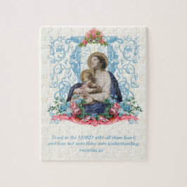 Katolsk Junggin Mary Jesus Scripture Quote Pussel