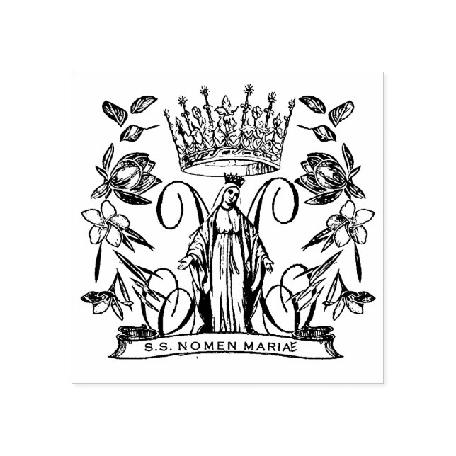 Katolsk Junggin Mary Religiösa Queen of Heaven Stämpel (Tryck)