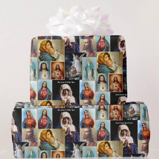 Katolsk klassisk Bilder Jesus Mary Angel Prayer Presentpapper (Skapare uppladdad)